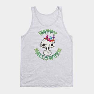 Candy Skull Happy Halloween Cartoon Tank Top